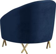 Navy velvet rounded back contemporary chair by Meridian additional picture 2