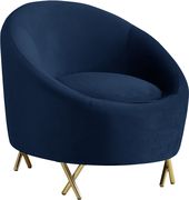 Navy velvet rounded back contemporary chair by Meridian additional picture 3