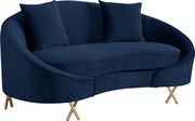 Navy velvet rounded back contemporary loveseat by Meridian additional picture 3