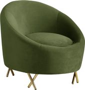 Olive velvet rounded back contemporary chair by Meridian additional picture 3