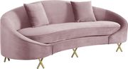 Pink velvet rounded back contemporary sofa by Meridian additional picture 8