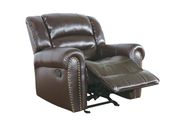 Nailhead espresso bonded leather reclining sofa by Meridian additional picture 5