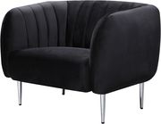 Chrome metal legs / channel tufted velvet sofa by Meridian additional picture 2