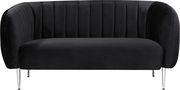 Chrome metal legs / channel tufted velvet sofa by Meridian additional picture 5