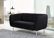 Chrome metal legs / channel tufted velvet sofa by Meridian additional picture 7