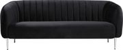 Chrome metal legs / channel tufted velvet sofa by Meridian additional picture 10