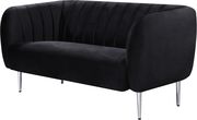 Chrome metal legs / channel tufted velvet loveseat by Meridian additional picture 3