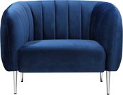 Chrome metal legs / channel tufted navy velvet chair by Meridian additional picture 2