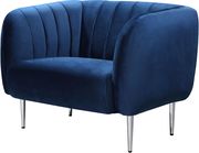 Chrome metal legs / channel tufted navy velvet chair by Meridian additional picture 3