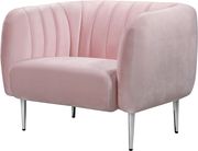 Chrome metal legs / channel tufted pink velvet chair by Meridian additional picture 2