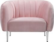 Chrome metal legs / channel tufted pink velvet chair by Meridian additional picture 3
