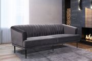 Affordable gray velvet contemporary sofa by Meridian additional picture 5