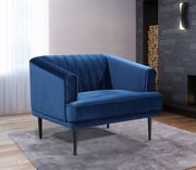 Affordable navy velvet contemporary sofa by Meridian additional picture 4