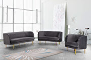 Simple and casual style velvet sofa w/ golden legs by Meridian additional picture 5