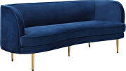 Simple and casual style velvet sofa w/ golden legs by Meridian additional picture 2