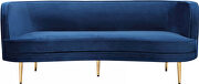 Simple and casual style velvet sofa w/ golden legs by Meridian additional picture 3