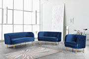 Simple and casual style velvet sofa w/ golden legs by Meridian additional picture 4