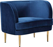 Simple and casual style velvet chair w/ golden legs by Meridian additional picture 2