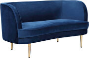 Simple and casual style velvet loveseat w/ golden legs by Meridian additional picture 2