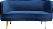 Simple and casual style velvet loveseat w/ golden legs by Meridian additional picture 3
