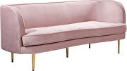Simple and casual style velvet sofa w/ golden legs by Meridian additional picture 4