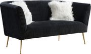 Black textured velvet sofa w/ golden metal legs by Meridian additional picture 7