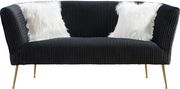 Black textured velvet sofa w/ golden metal legs by Meridian additional picture 8
