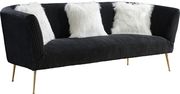 Black textured velvet sofa w/ golden metal legs by Meridian additional picture 9