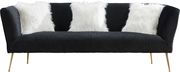 Black textured velvet sofa w/ golden metal legs by Meridian additional picture 10