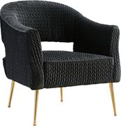 Black textured velvet chair w/ golden metal legs by Meridian additional picture 3