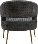 Gray textured velvet chair w/ golden metal legs by Meridian additional picture 2