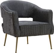 Gray textured velvet chair w/ golden metal legs by Meridian additional picture 3