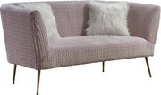 Pink textured velvet sofa w/ golden metal legs by Meridian additional picture 6