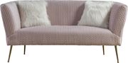 Pink textured velvet sofa w/ golden metal legs by Meridian additional picture 7