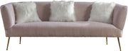 Pink textured velvet sofa w/ golden metal legs by Meridian additional picture 10