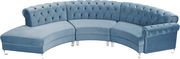 Modular curved large living room blue velvet sectional by Meridian additional picture 4