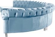 Modular curved large living room blue velvet sectional by Meridian additional picture 2