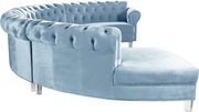 Modular curved large living room blue velvet sectional by Meridian additional picture 3