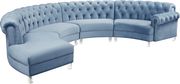 Modular curved large living room blue velvet sectional by Meridian additional picture 7