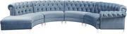 Modular curved large living room blue velvet sectional by Meridian additional picture 8