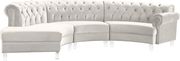 Modular curved large living room cream velvet sectional by Meridian additional picture 4