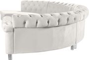 Modular curved large living room cream velvet sectional by Meridian additional picture 2