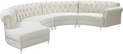 Modular curved large living room cream velvet sectional by Meridian additional picture 7