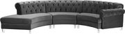 Modular curved large living room gray velvet sectional by Meridian additional picture 6