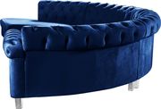 Modular curved large living room navy velvet sectional by Meridian additional picture 2
