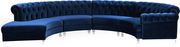 Modular curved large living room navy velvet sectional by Meridian additional picture 8