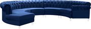 Modular curved large living room navy velvet sectional by Meridian additional picture 3