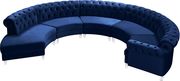 Modular curved large living room navy velvet sectional by Meridian additional picture 4