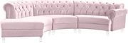Modular curved large living room pink velvet sectional by Meridian additional picture 3