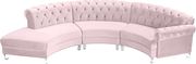 Modular curved large living room pink velvet sectional by Meridian additional picture 4